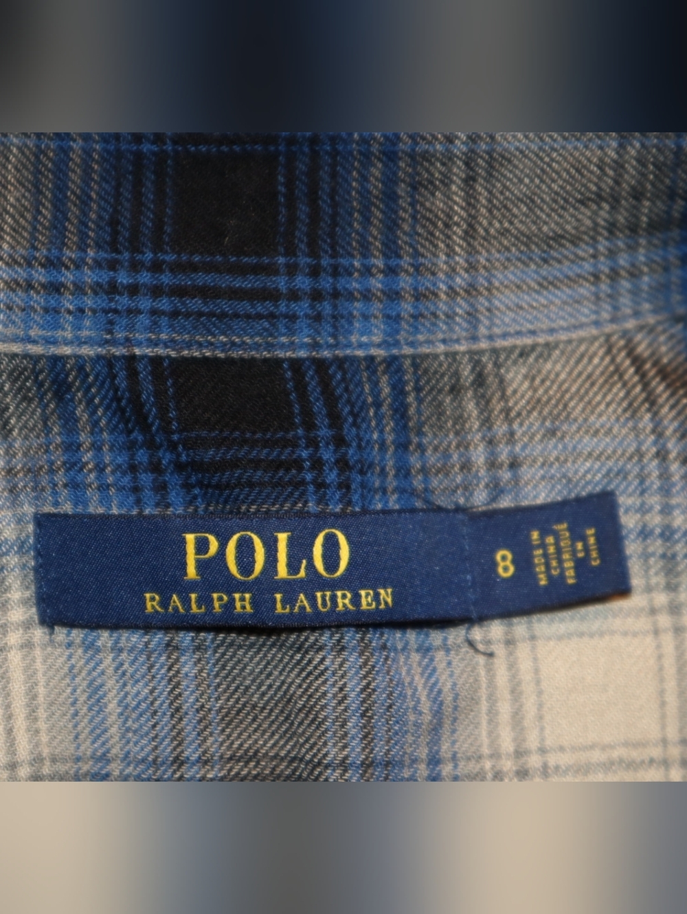 Polo Ralph  Stephanie Lauren Plaid Twill Shirt Dress Blue Plaid Size 8 - Picture 12 of 12